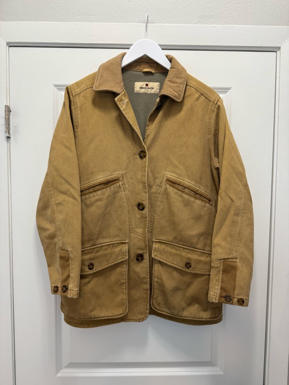 Vintage Woolrich Jacket Denim Fleece Coat Khaki